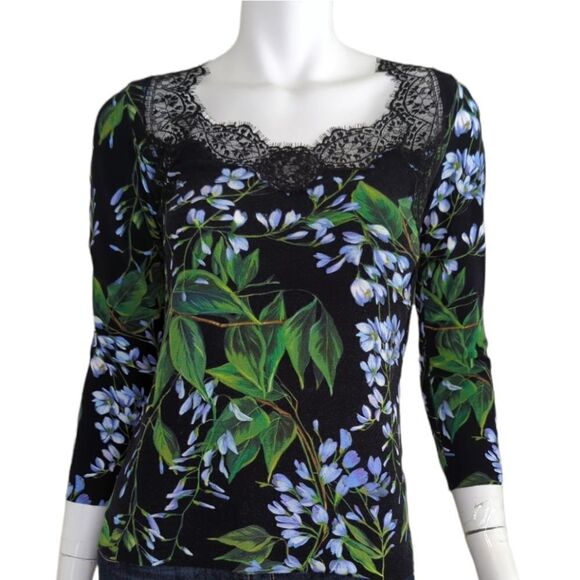 Vintage BLUMARINE Black Floral Sweater Small - Picture 2 of 8